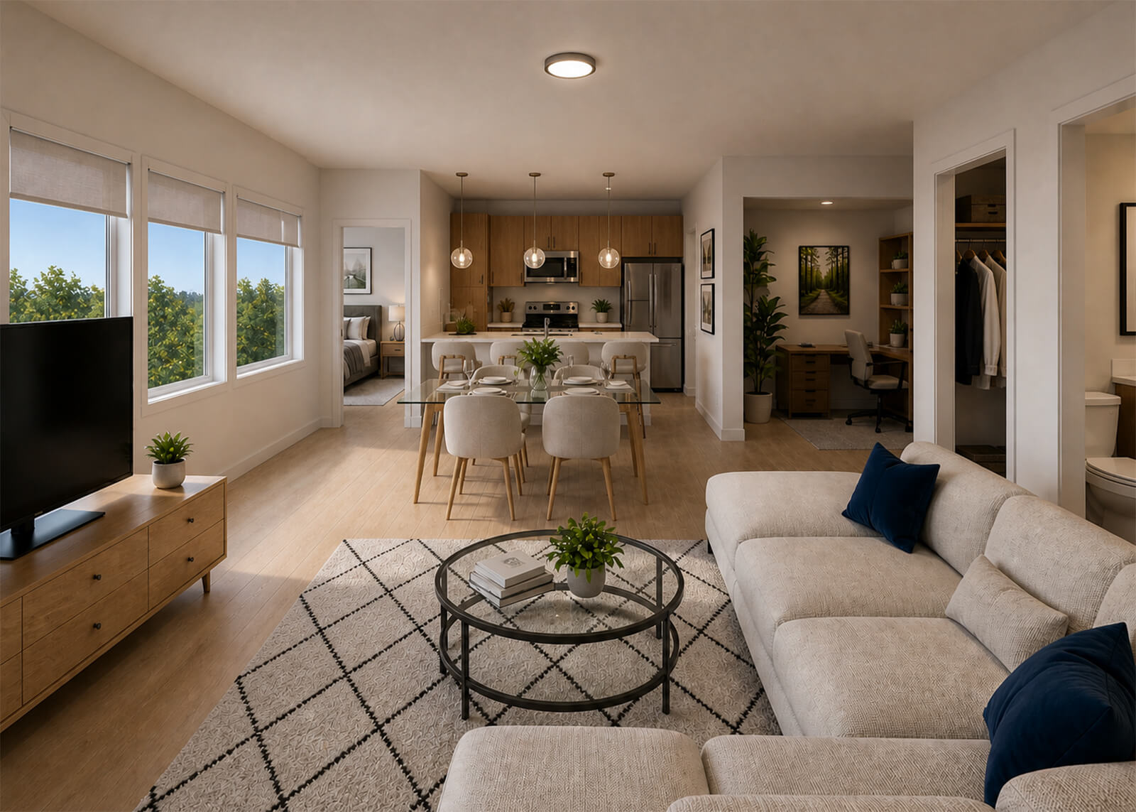 An Ives of Inver Grove apartment living room and kitchen